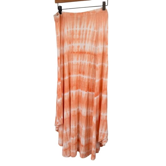 Chicos 2 Tie-Dye Maxi Skirt Size large  Peach  White Long Flowing knit womens - Picture 8 of 9